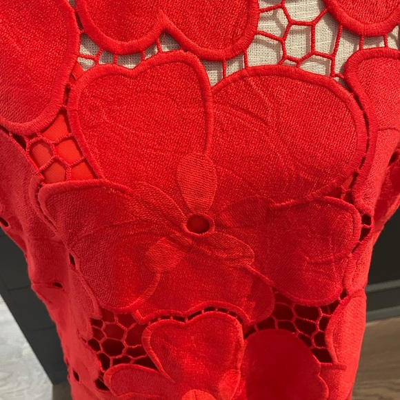Cynthia Rowley Red lace Flower Dress NWT sz10 - Picture 6 of 7